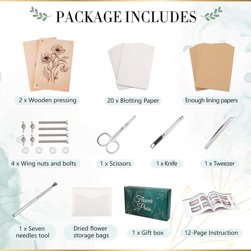 Aboofx Large Flower Press Kit for Adults,10.8"x6.9" 6 Layers Wooden Flower Pressing Kit for Pressed Flowers Herbs Leaf, DIY Flowers Preservation for Bookmark Wedding, Art & Craft Kits Gift for Adult - Image 3